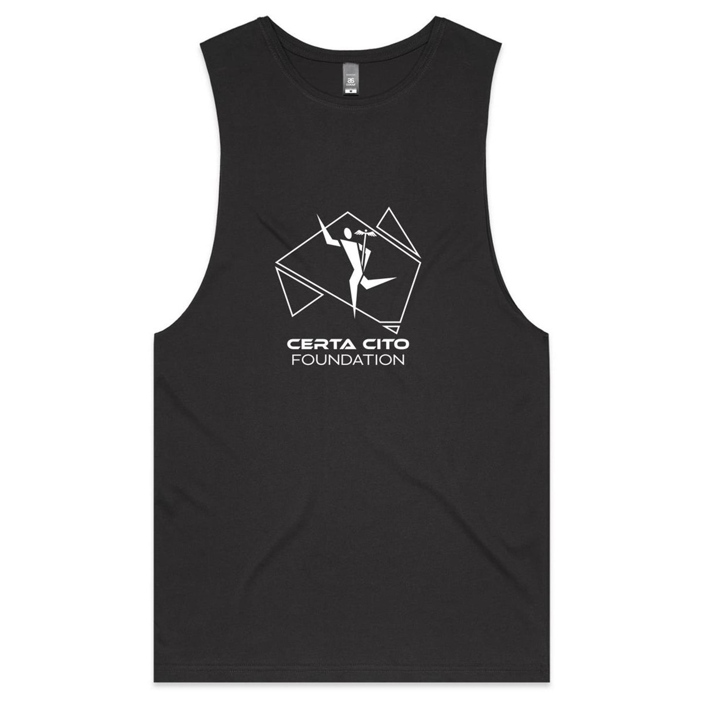 Dark Men's Tank Top Tee - White Line Art Logo
